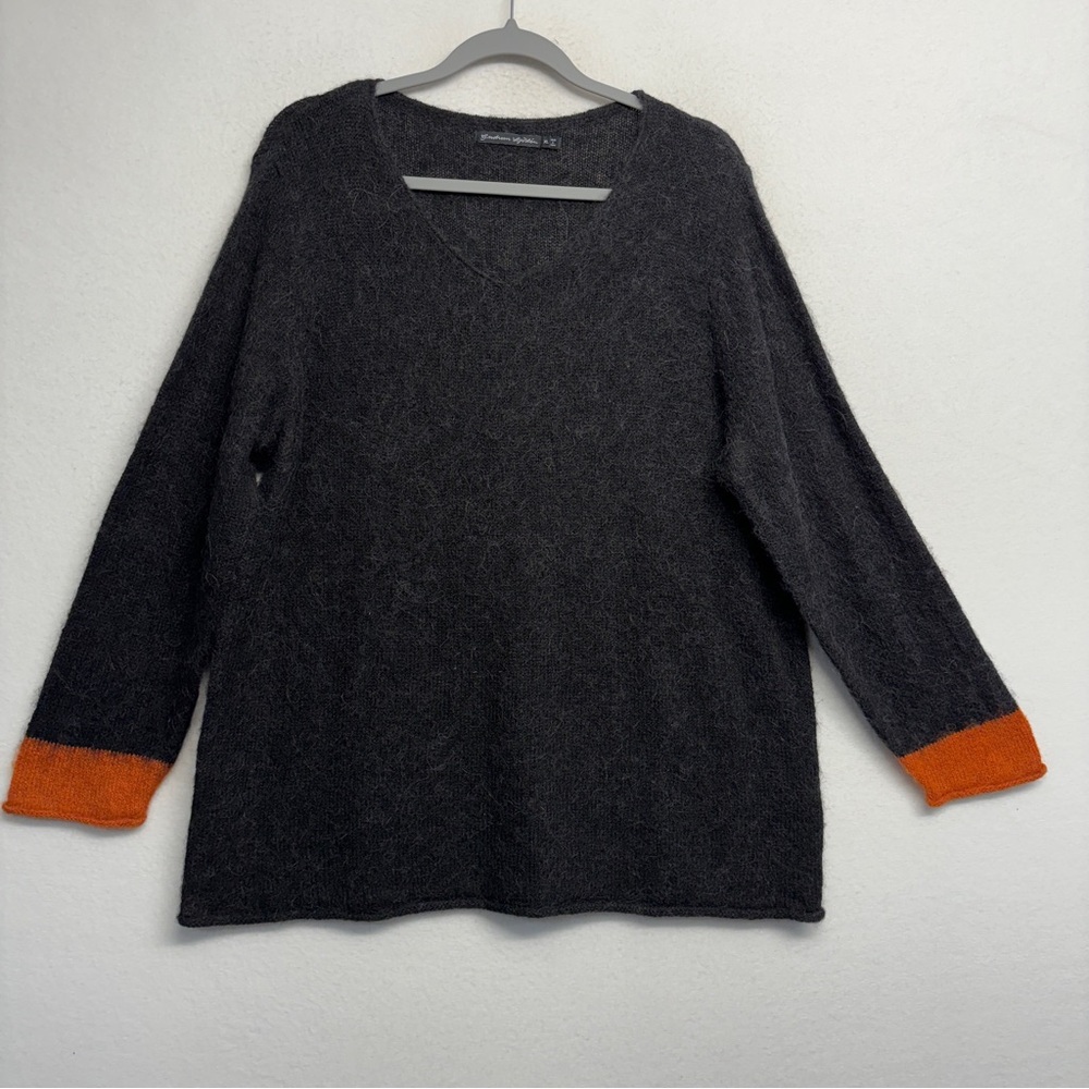 Women's Gray Sweater with Orange Accents
